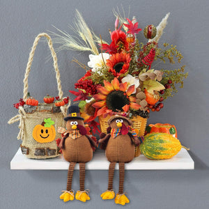 2 Pack Stuffed Turkey Couple Doll Thanksgiving Tabletop Decoration Exquisite Handmade Turkey Doll Kit