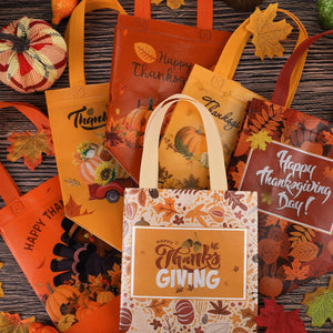 18 Pieces Thanksgiving Non-Woven Tote Bags Turkey Pumpkin Fall Party Gift Bags with Handles