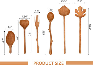 Natural Wooden Spoons and Forks Set (Set of 6), Fall Dinnerware, Thanksgiving Hostess Gifts for Women