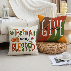 Thanksgiving Turkey Pumpkin Throw Pillow Covers 18 x 18 Set of 4