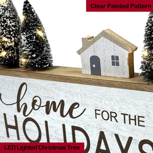 LED Lighted Christmas Tree Sign Farmhouse Wooden Winter Rustic Table Decor Vintage