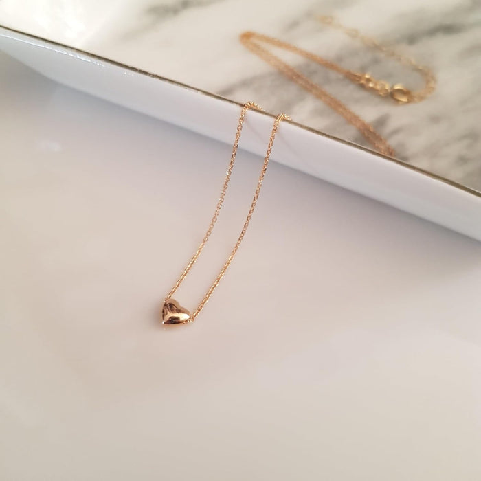 Aesthetic Gold Plated Heart Necklace Heart Pendant Necklace, Boho Jewelry