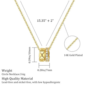 14K Gold Plated Pendant Necklace for Women Cubic Zirconia Necklace Hypoallergenic Two Tone Necklace