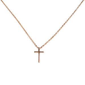 Rose Gold Tiny Cross Necklace for Women, Mini Cross Necklace (18 inches)