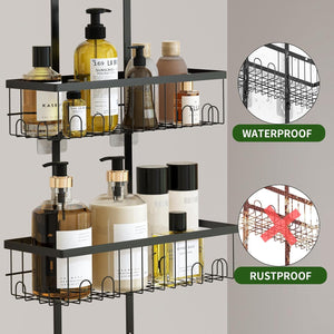 Shower Caddy Hanging Over Shower Head, Height Adjustable Bathroom Black