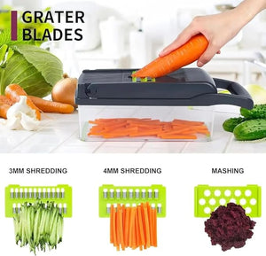 14 in 1 Multifunctional Food Chopper, Kitchen Vegetable Slicer & Juline Dicer