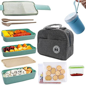 Bento Box Kit,Japanese Lunch Box 3-In-1 Compartment,Leakproof 3 Layer