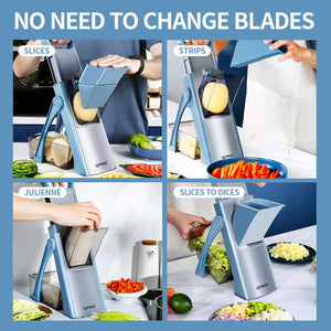 Upgrade Safe Mandoline Slicer for Kitchen, 5 in 1 Vegetable Chopper