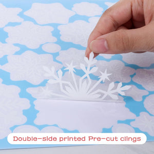 510 Pcs 10 Sheet Double-Sided Christmas Window Clings, Christmas Snowflake