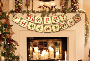 Vintage Merry Christmas Banner - Retro Nostalgic Traditional Old Fashioned Victorian Xmas Holiday Decor