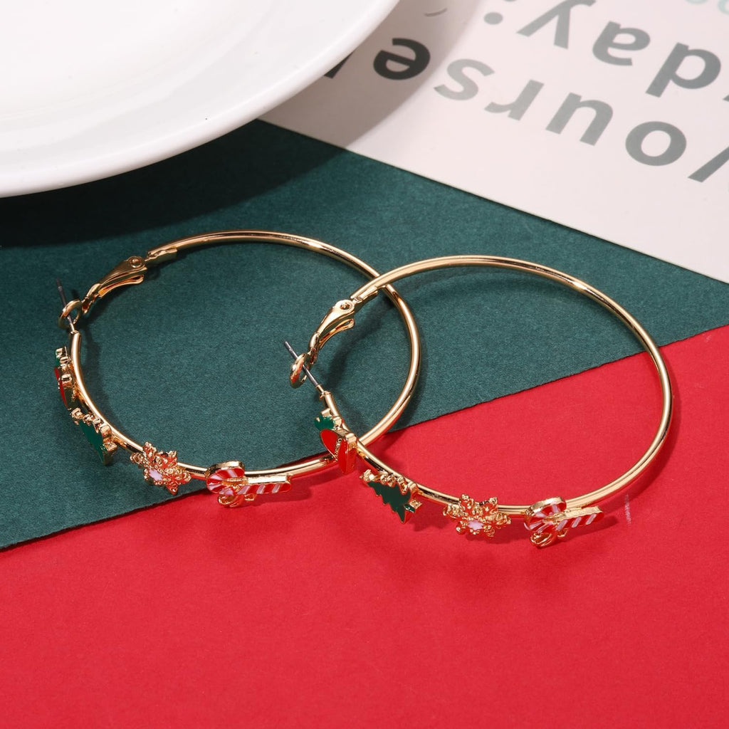 Christmas Earrings for Women Festive Holiday Hoop Earrings Costume Party Outfits Holiday Jewelry Gifts