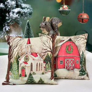 Christmas Pillow Covers 18 x 18 Inches Set of 4 - Xmas Series Cushion Pillow Cover