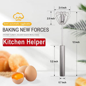 Stainless Steel Eggbeater,egg scrambler,hand mixer, Rotating Semi-Automatic Eggbeater