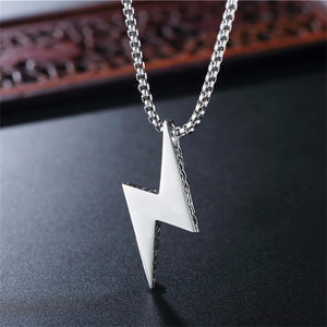 Lightning Bolt Necklace for Men Women Titanium Steel Punk Hip Hop Necklace