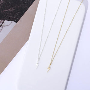 18K Gold Plated Dainty Lightning Bolt Gold Pendant Necklace Flower Pendant