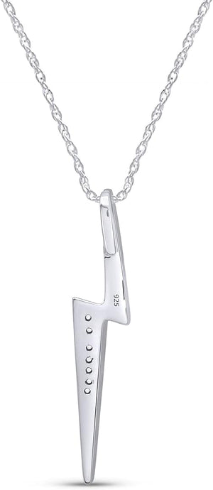 Lightning Bolt Pendant Necklace White Cubic Zirconia or Moissanite Diamond Flash Thunder Pendant Charm