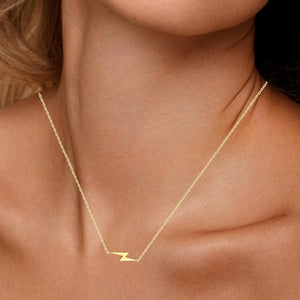 Lightning Bolt Gold Dainty Necklaces for Women 14k Gold Plated