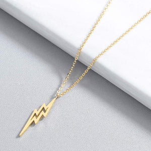 Stainless Steel Flash Lightning Bolt Choker Necklace Cute Thunder Strike Pendant Necklaces for Women Jewelry