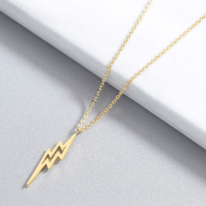 Stainless Steel Flash Lightning Bolt Choker Necklace Cute Thunder Strike Pendant Necklaces for Women Jewelry