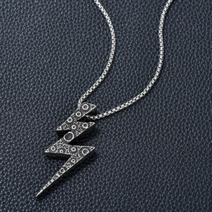 Lightning Bolt Necklace Stainless Steel Thunder Minimalist Pendant Simple Hip Hop