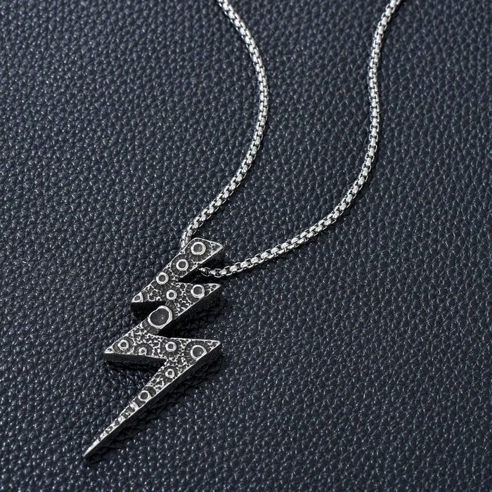 Lightning Bolt Necklace Stainless Steel Thunder Minimalist Pendant Simple Hip Hop