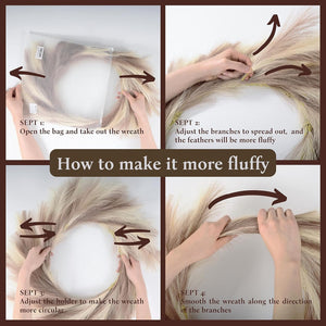 27'' Faux Pampas Wreath for Front Door, Artificial Pampas Wreath for All Seasons  (Ivory&Taupe)
