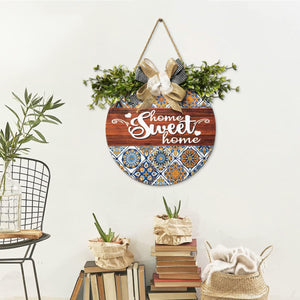 3D Wooden Sign for Front Door, Boho Wreaths Front Porch Decor, Home Sweet Home Indoor Outdoor Sign Hanging