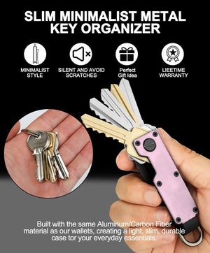 Compact Metallic Key Holder | Minimalist Innovative Keyholder | Smart Keychain Secures 1-5 Keys