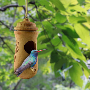 2PCS Hummingbird House 2022 New for Outside Wooden Hanging Hummingbird Houses Garden Decor