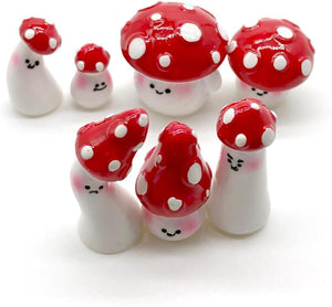 7pcs Red Mini Mushrooms Crafts Little Fairy Garden Mushrooms Tiny Resin Mushroom Decor