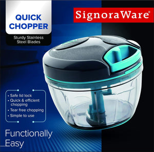 Manual Food Processor, Vegetable Chopper -Easy Pull Hand String- Portable Stainless Steel Hand Food Chopper, 15 oz