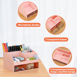 Office Desk Organizer with Drawers for Desktop/Tabletop/Counter, Desk Top Accessories Stationary Organizer Desk Caddy