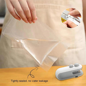 Mini Bag Sealer 2 Pack Bag Sealer with Cutter and Magnet 2 in 1 Mini Bag Resealer Machine Portable Handheld Rechargeable Heat Vacuum Food Sealer for Plastic Bags Snacks & Food Storage