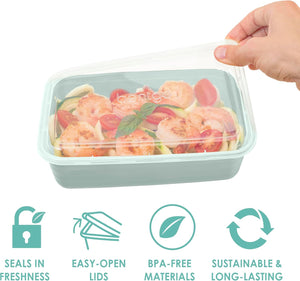 20-Piece Lightweight, Durable, Reusable BPA-Free 1-Compartment Containers - Microwave, Freezer, Dishwasher Safe - Mint