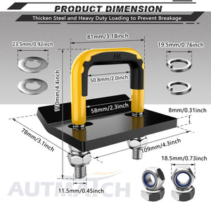 Hitch Tightener Anti-Rattle Clamp, Heavy Duty Hitch Stabilizer for 1.25" and 2" Trailer Hitches, Rubber Isolator and Anti-Rust Double Coating Protective, Yellow & Black