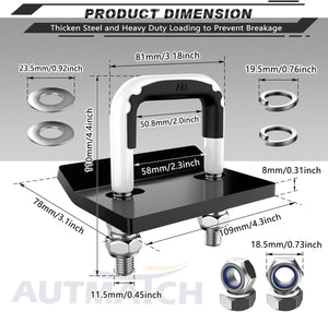 Hitch Tightener Anti-Rattle Clamp, Heavy Duty Hitch Stabilizer for 1.25" and 2" Trailer Hitches, Rubber Isolator and Anti-Rust Double Coating Protective, White & Black