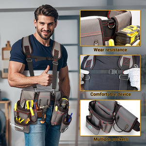 Tool Belt, Familykit Professional Tool Belt Organizer, Adjustable Utility Belt, Heavy Duty Construction Tool Pouch for Electrician, Gardening, Carpenter