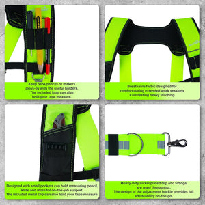 Tool Belt Suspenders Construction Bag Suspenders Padded Work Belt Hi Vis Suspenders for Carpenter/Electrician