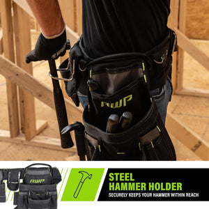 Carpenter Tool Rig with Carry Handles, Premium Tool Belt, Air-Mesh Padded Belt Fits Waists Up to 50 Inches,Black