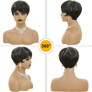 Pixie Cut Wig Short Wigs for Black Women Pixie Black Mixed With Grey Short cut Wigs Pixie Cut Wig for Black Women (Black Mixed With Grey)