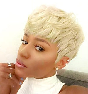 Short Pixie Cuts Hair Wigs for Women Girls Short Wigs with Bangs Synthetic Wigs for Black/White Women (X1030-Blonde)