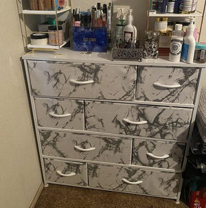 ❤️ 8 Drawers Storage Tower Unit for Entryway (Marble White) ❤️