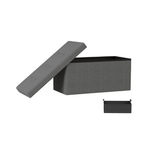 Storage Bench Ottoman Large Folding Tufted Foot Rest Organizer Gray