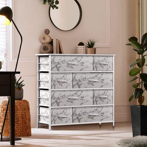❤️ 8 Drawers Storage Tower Unit for Entryway (Marble White) ❤️