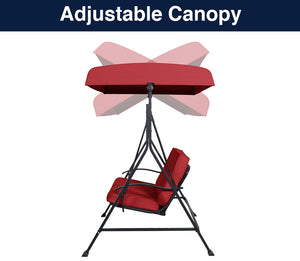 🧡 2-Person Outdoor Furniture Patio Swing with Canopy, Red 🧡