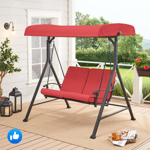 🧡 2-Person Outdoor Furniture Patio Swing with Canopy, Red 🧡