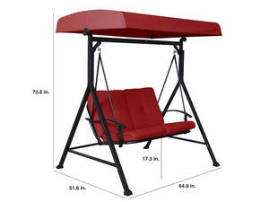 🧡 2-Person Outdoor Furniture Patio Swing with Canopy, Red 🧡