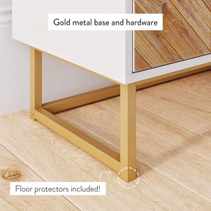 Storage Cabinet Doors in Rustic Wood for Hallway (White/Gold)