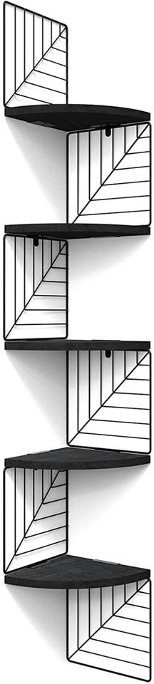 �BRAND NEW�Corner Shelf Wall Mount of 5 Tier Rustic Wood Floating Shelves Wall Shelves(BLACK)