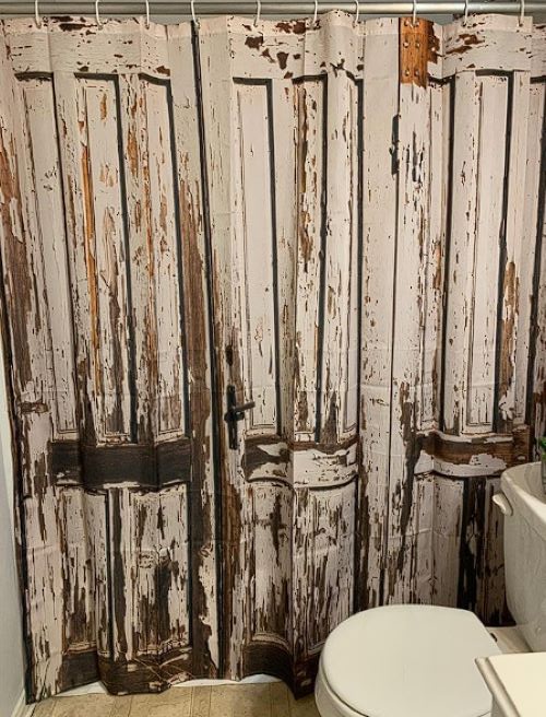 Rustic Wood Brown Farmhouse Door Pattern Shower Curtain